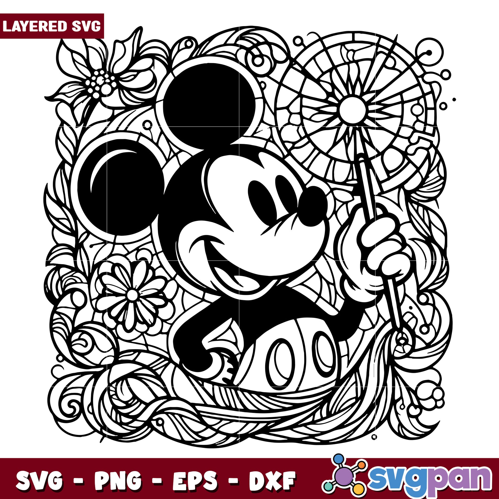 Mickey Mouse SVG Coloring Page