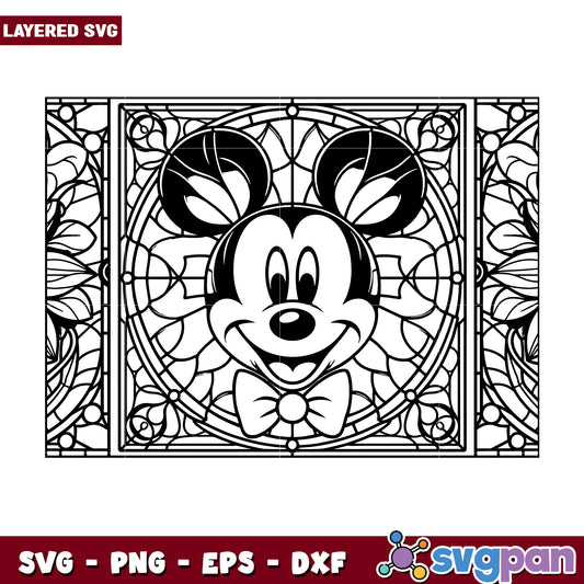 Mickey Mouse SVG Stained Glass Design for Crafts and Art
