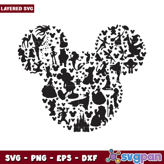 Mickey Mouse Silhouette Design, Perfect for DIY Craft Projects