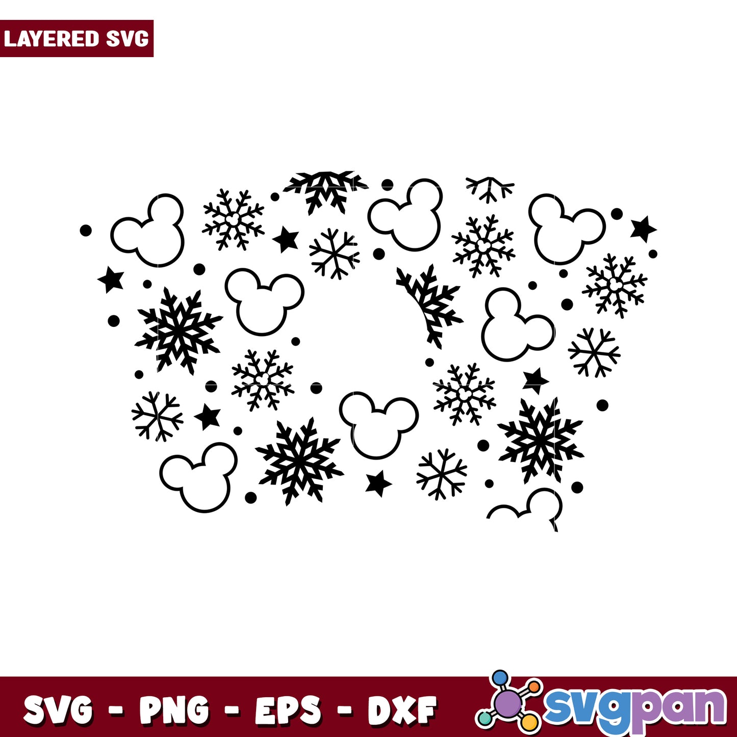 Mickey Mouse Snowflakes SVG, perfect for winter-themed crafts