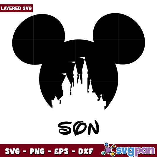 Mickey Mouse Son Disney Castle SVG