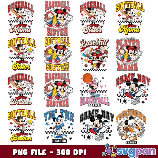 Mickey Mouse Sports PNG Bundle - 300 DPI