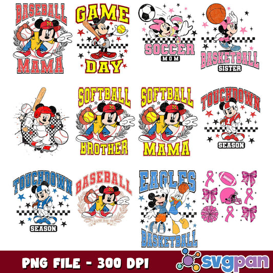 Mickey Mouse Sports PNG Bundle 300 DPI