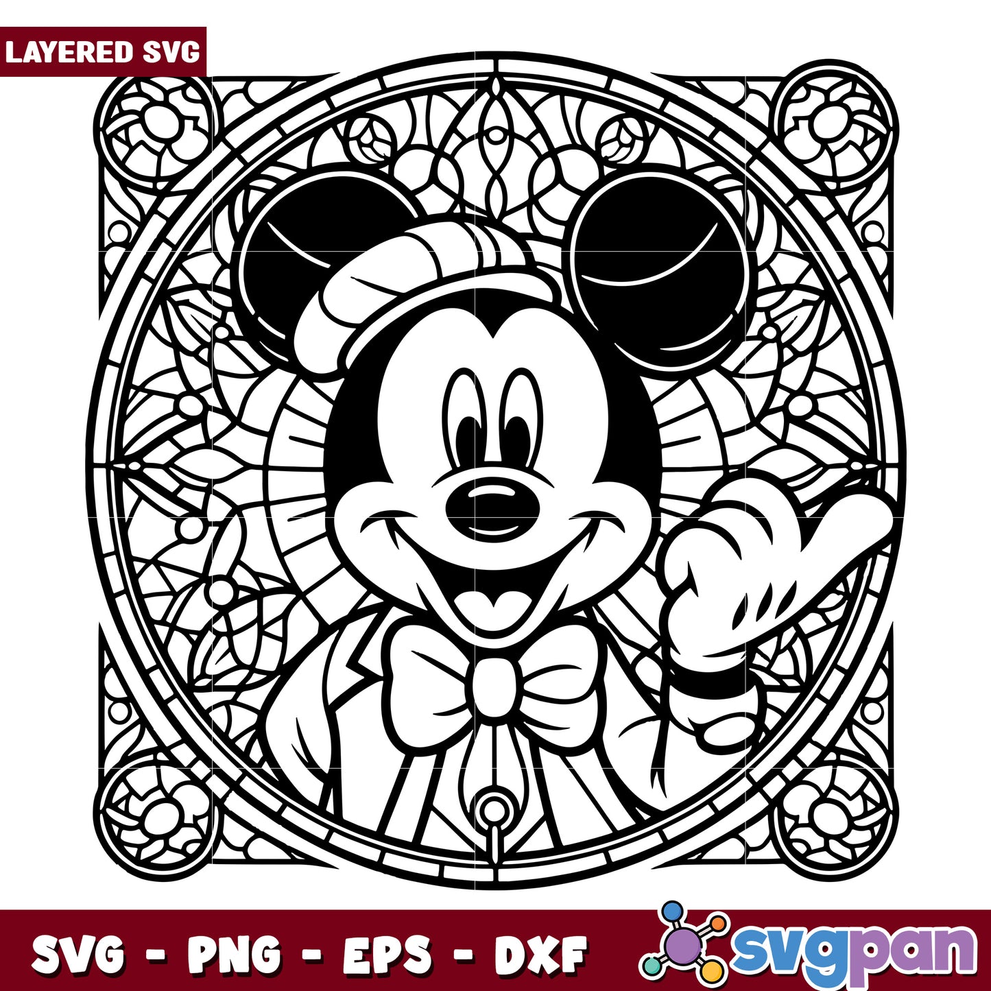 Mickey Mouse Stained Glass SVG