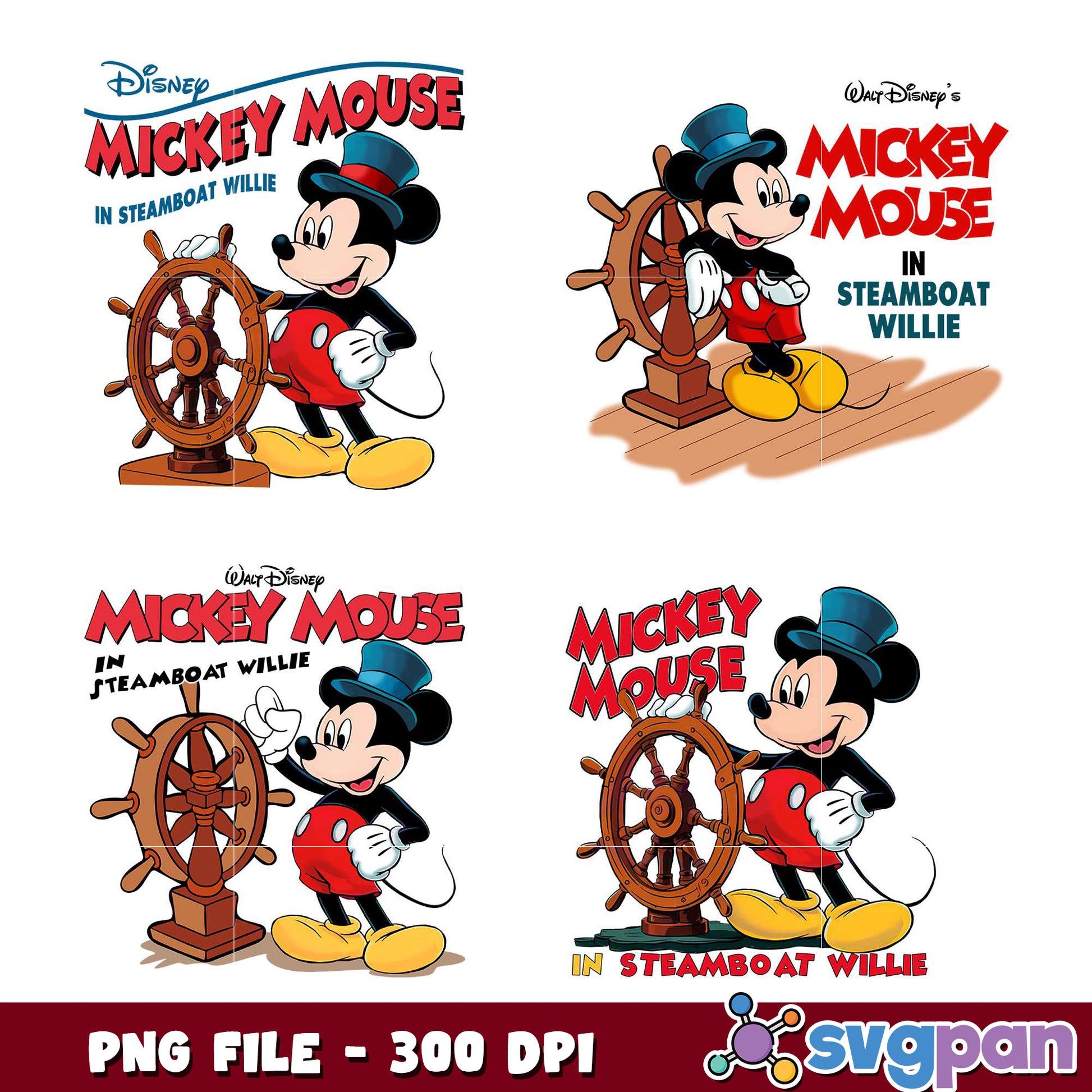 Mickey Mouse Steamboat Willie PNG Bundle