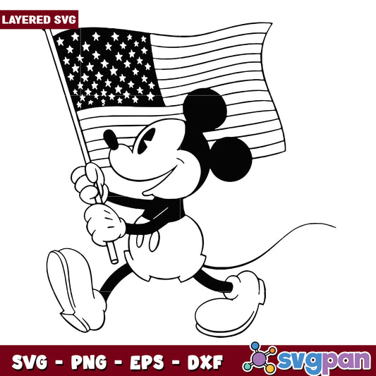 Mickey Mouse USA Flag SVG Clipart for Kids Crafting