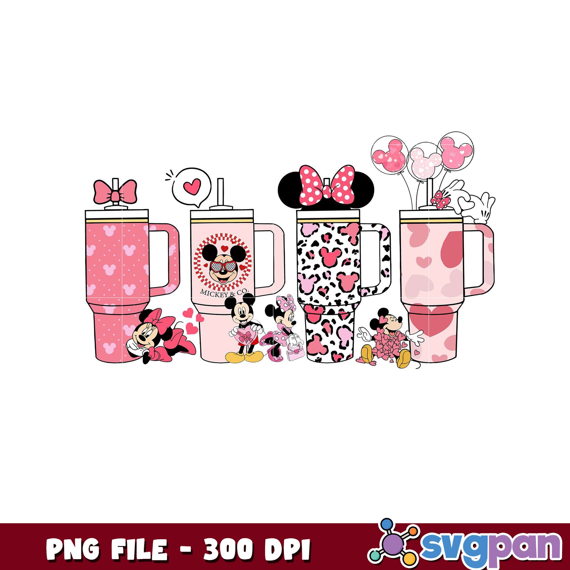 Mickey Mouse cups for kids, cute pink design collection