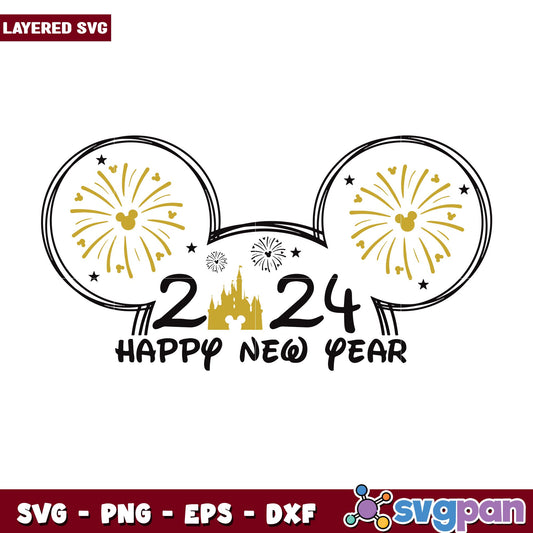 Mickey 2024 happy new year svg, Disney characters svg, Digital Download