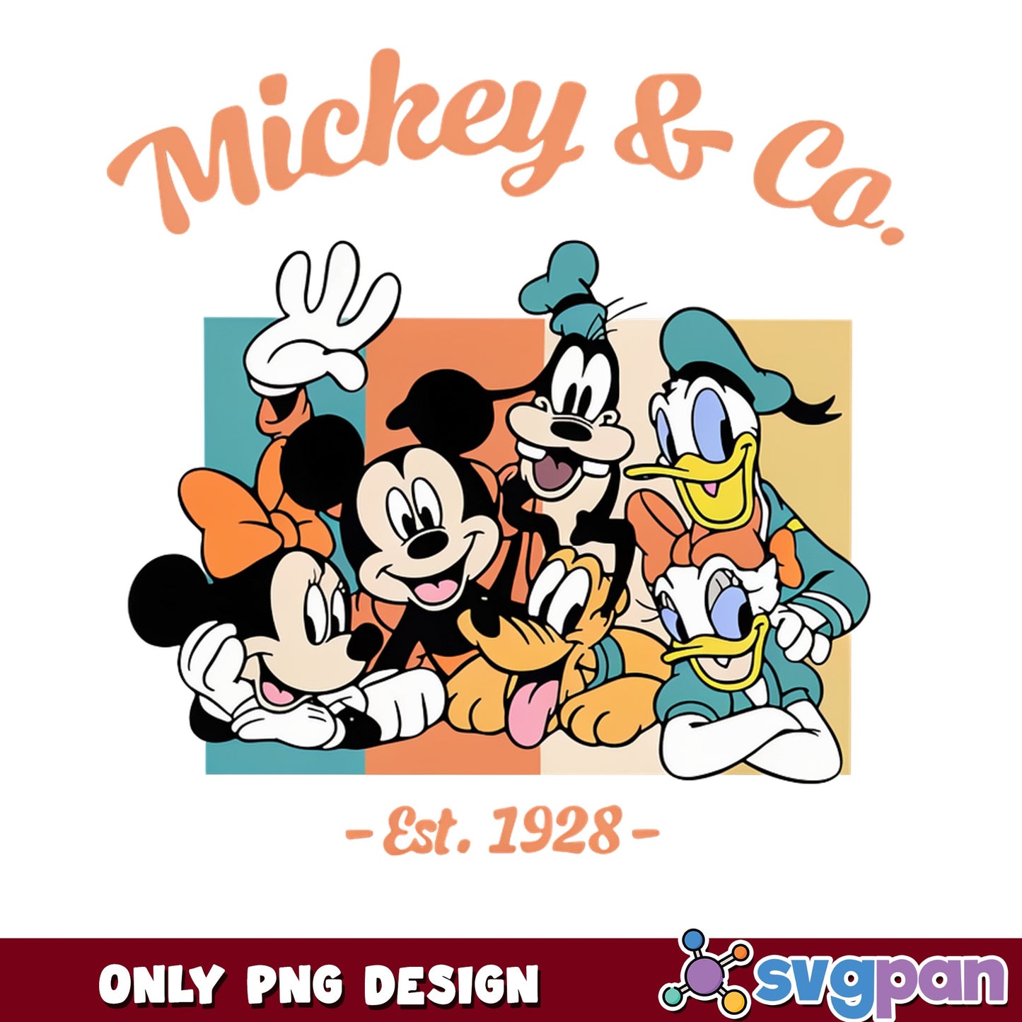Mickey And Co Est 1928 PNG, Disney Friends PNG, Retro Mickey PNG