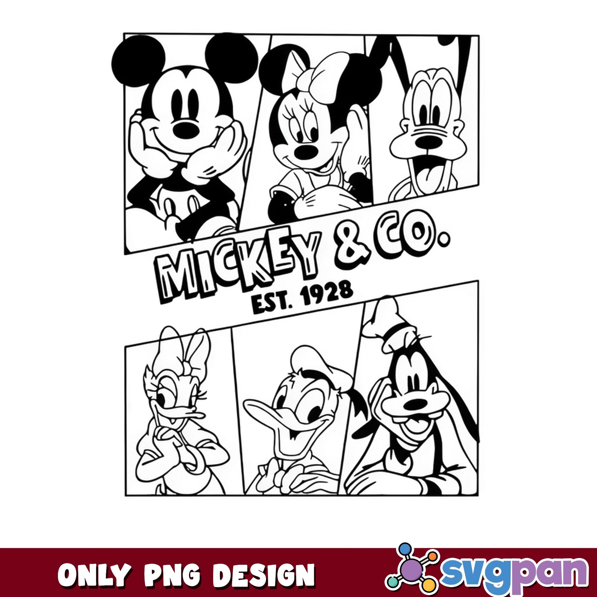 Mickey And Co Est 1928 PNG, Mickey Mouse Friends PNG, Disney PNG