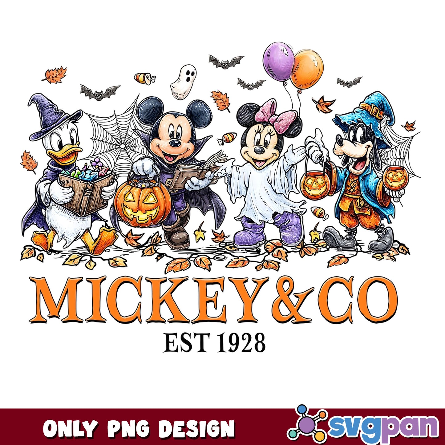 Mickey And Co Est 1928 Trick Or Treat Halloween PNG, Disney, PNG