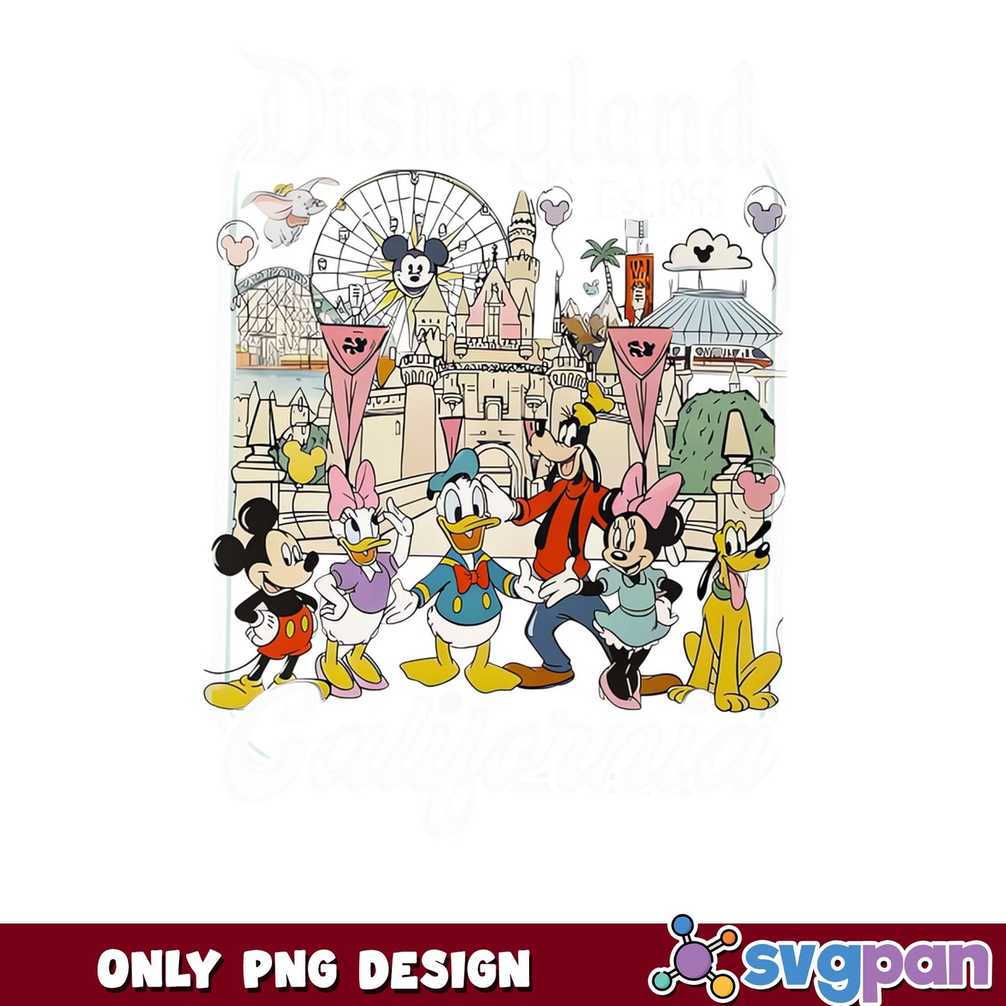 Mickey And Friends Disneyland PNG, Disney Castle PNG, Disney Trip PNG