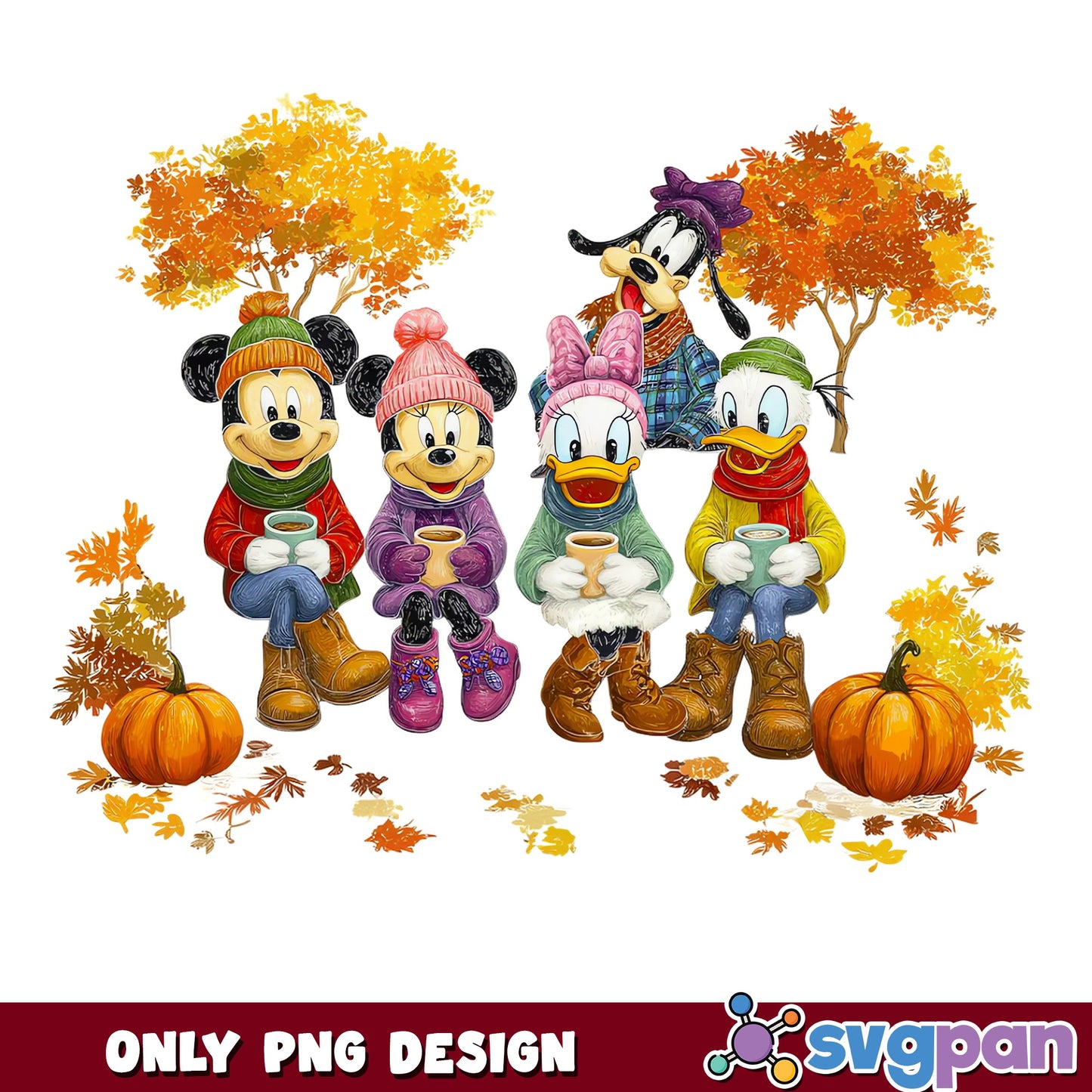 Mickey And Friends Fall PNG, Disney Autumn Pumpkin Clipart, Disney PNG