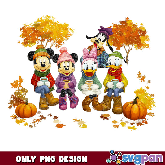 Mickey And Friends Fall PNG, Disney Autumn Pumpkin PNG, Thanksgiving PNG