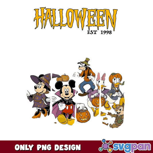 Mickey And Friends Halloween Est 1998 Vampire Witch PNG, Disney, PNG