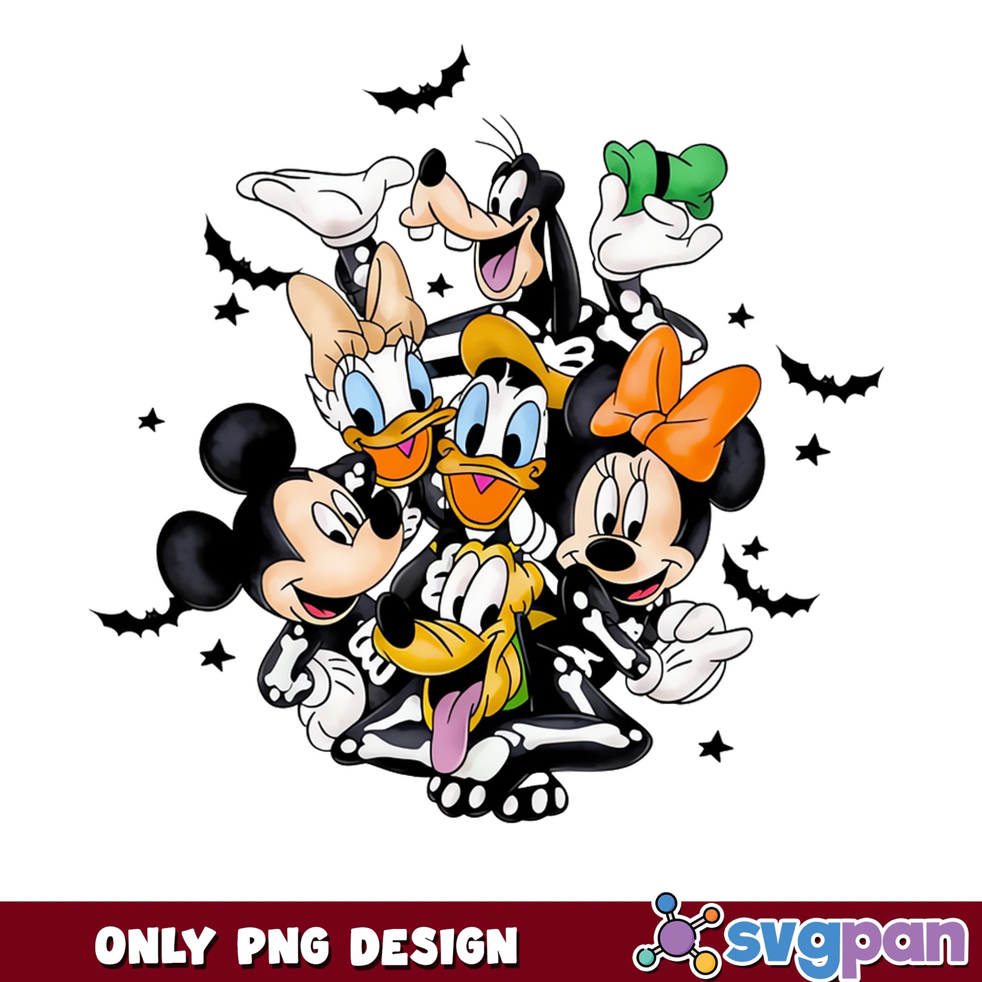 Mickey And Friends Halloween PNG, Disney Halloween PNG, Skeleton PNG
