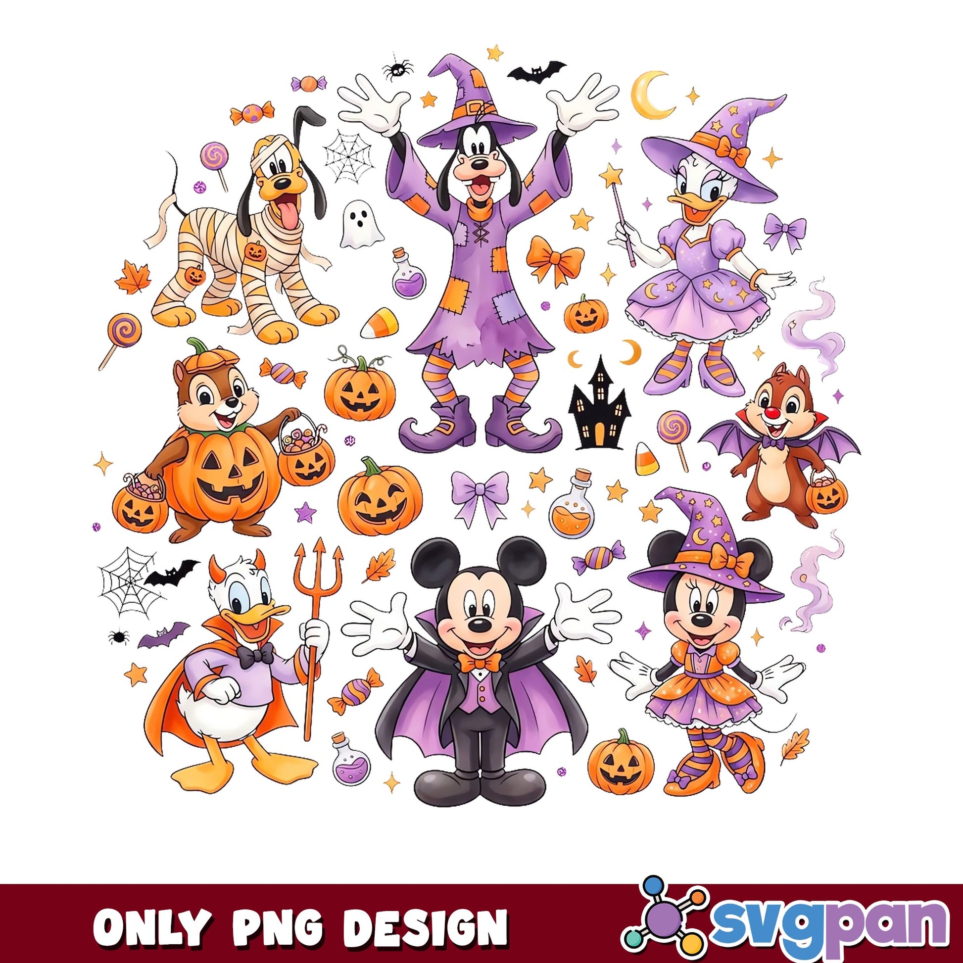 Mickey And Friends Halloween Trick Or Treat Costumes PNG, Goofy, PNG
