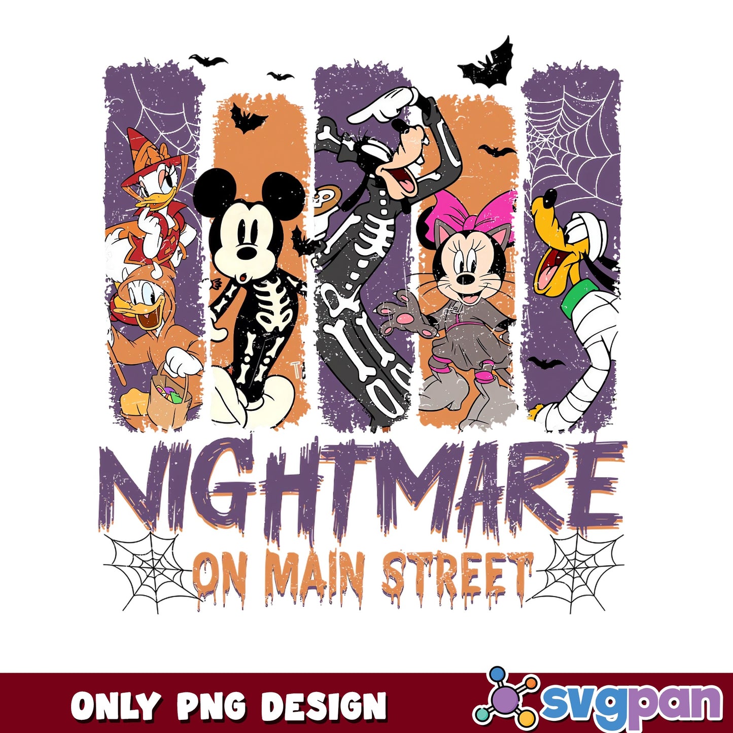 Mickey And Friends Nightmare On Main Street Halloween PNG, Disney