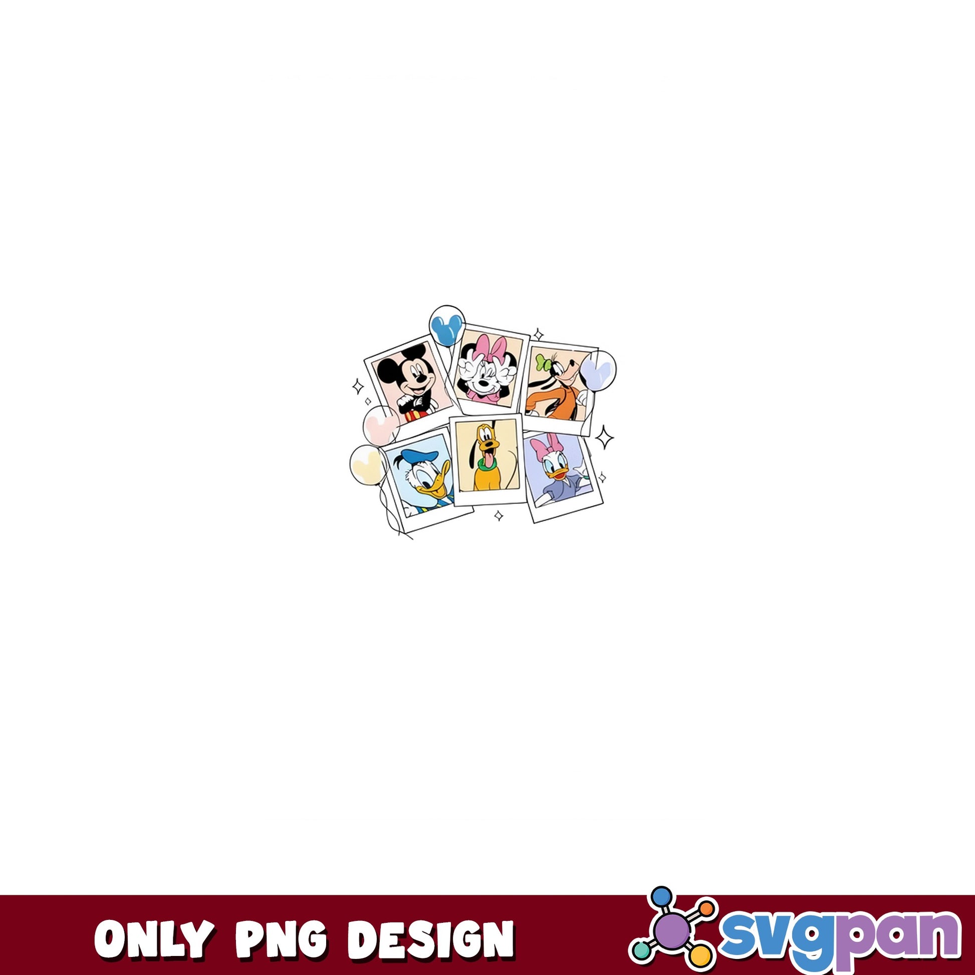 Mickey And Friends Polaroid PNG, Disney Characters PNG, Mickey Mouse PNG