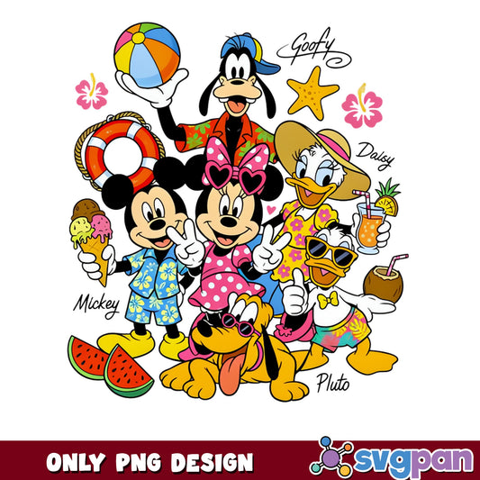 Mickey And Friends Summer Beach PNG, Disney Summer PNG, Vacation PNG