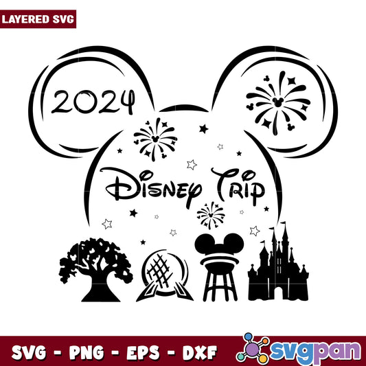 Mickey Disney Family Trip 2024 svg, Disney characters svg, Digital Download