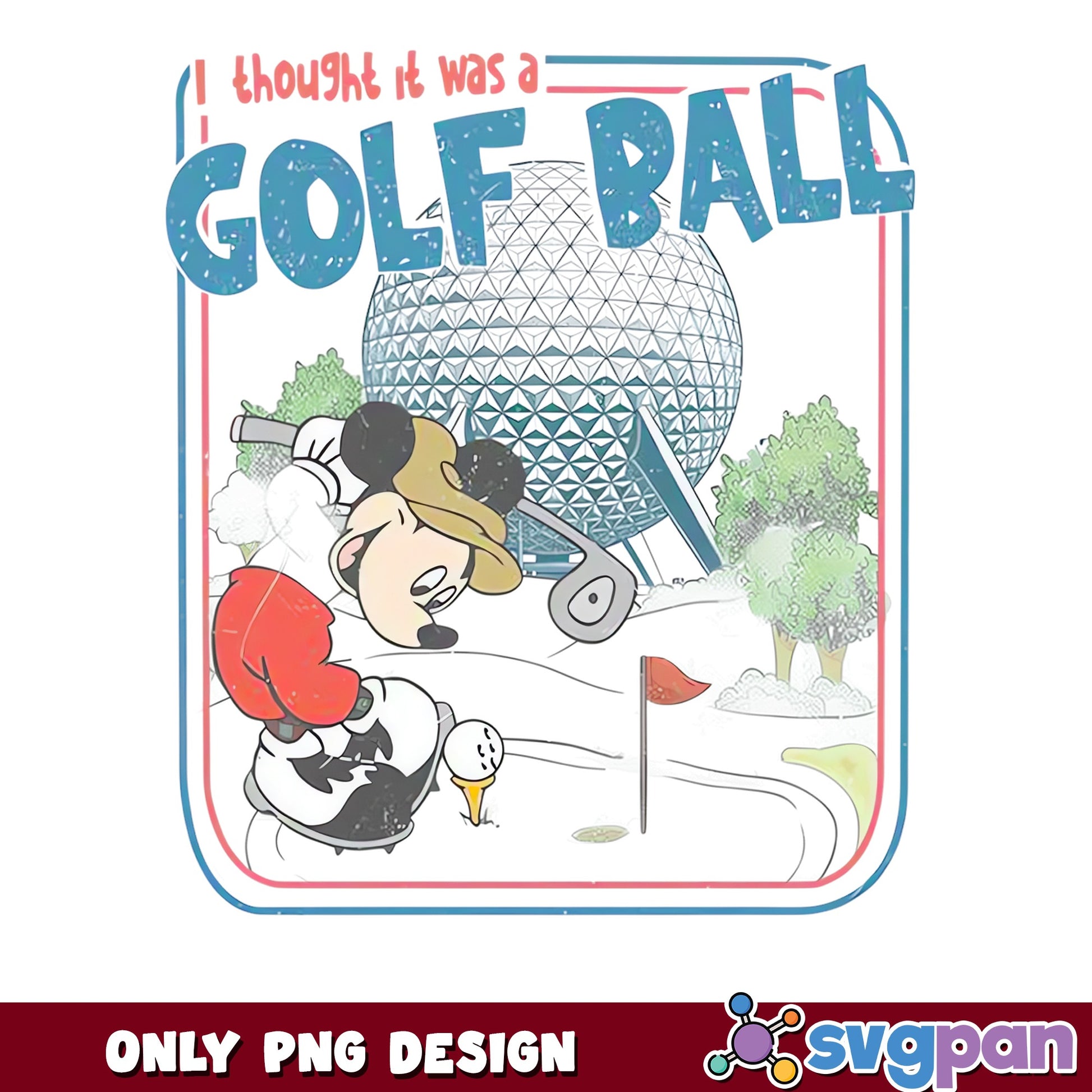 Mickey Golfer Epcot Funny PNG, Disney Trip PNG, Mickey Mouse PNG