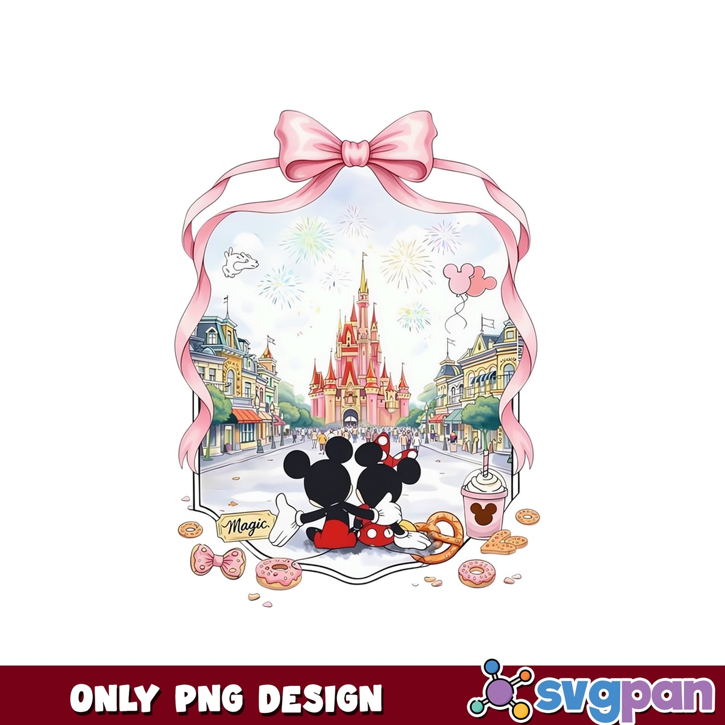 Mickey Minnie Disney Castle Coquette PNG, Magic Kingdom PNG, Disney Trip PNG