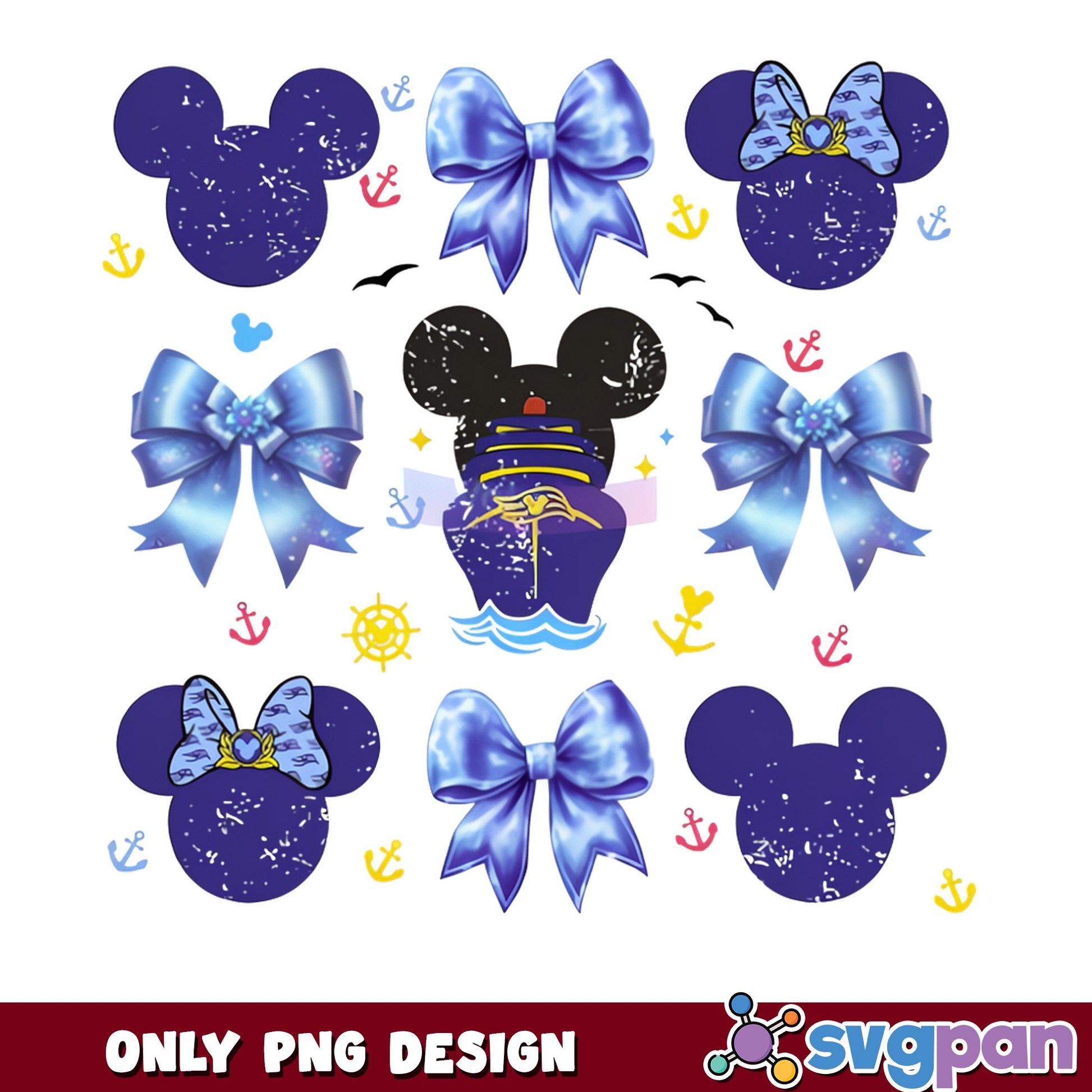Mickey Minnie Disney Cruise PNG, Disney Bow PNG, Disney PNG