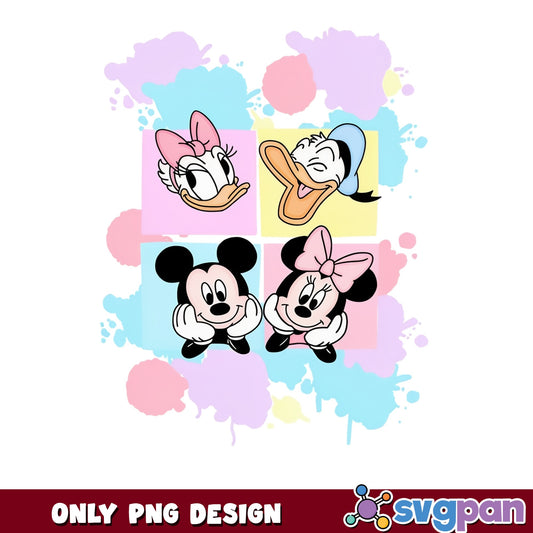 Mickey Minnie Donald Daisy Pastel PNG, Disney Friends PNG, Disney PNG