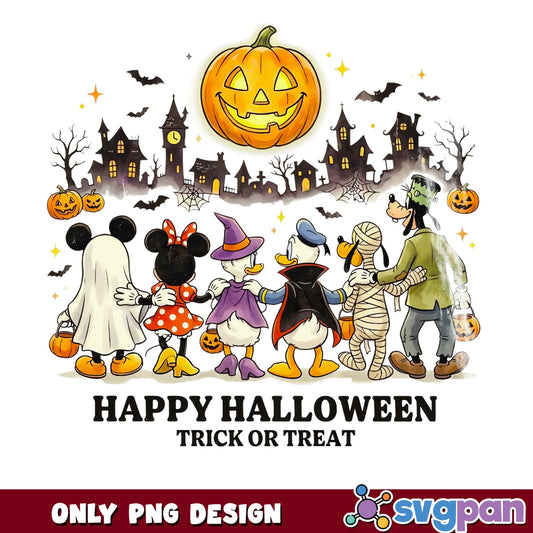 Mickey Minnie Donald Goofy Trick Or Treat Halloween PNG, Disney, PNG