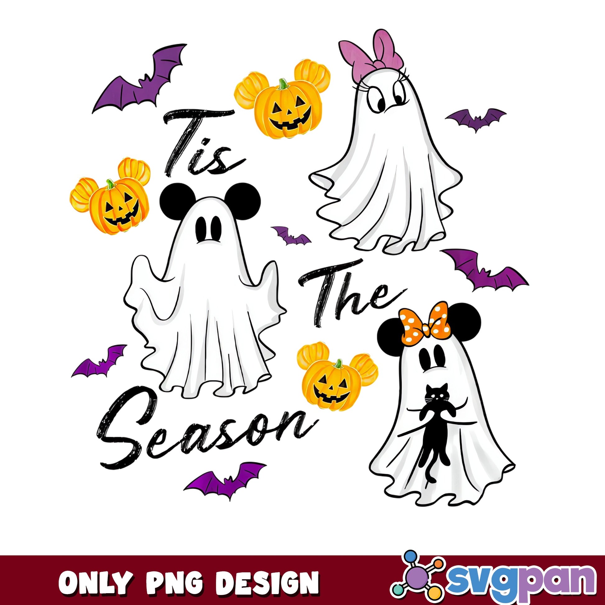 Mickey Minnie Ghost Boo Tis The Season Halloween, Disney PNG, PNG