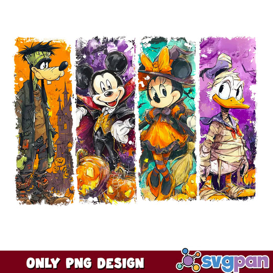 Mickey Minnie Goofy Donald Halloween Costume Panels PNG, Disney, PNG