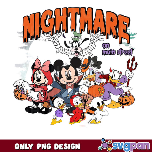 Mickey Minnie Goofy Nightmare Main Street Halloween PNG, Disney, PNG