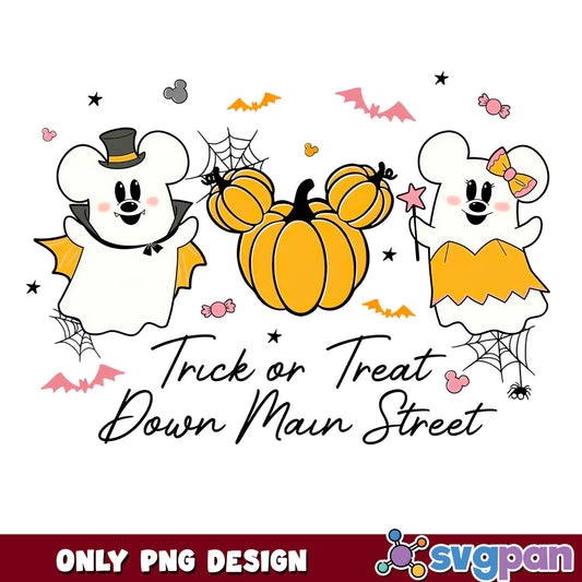 Mickey Minnie Halloween Ghost Trick Or Treat PNG, Disney PNG, Halloween PNG