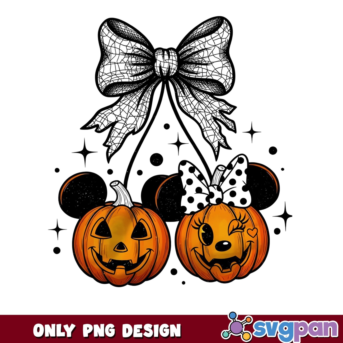 Mickey Minnie Halloween Pumpkin PNG, Disney Halloween PNG, Coquette PNG
