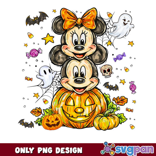 Mickey Minnie Mouse Halloween PNG, Disney Halloween PNG, Pumpkin PNG