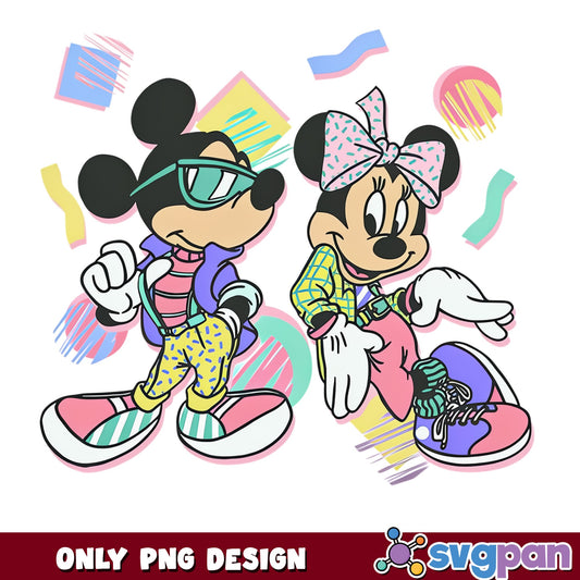 Mickey Minnie Mouse Retro 90s PNG, Disney Couple PNG, Trendy PNG