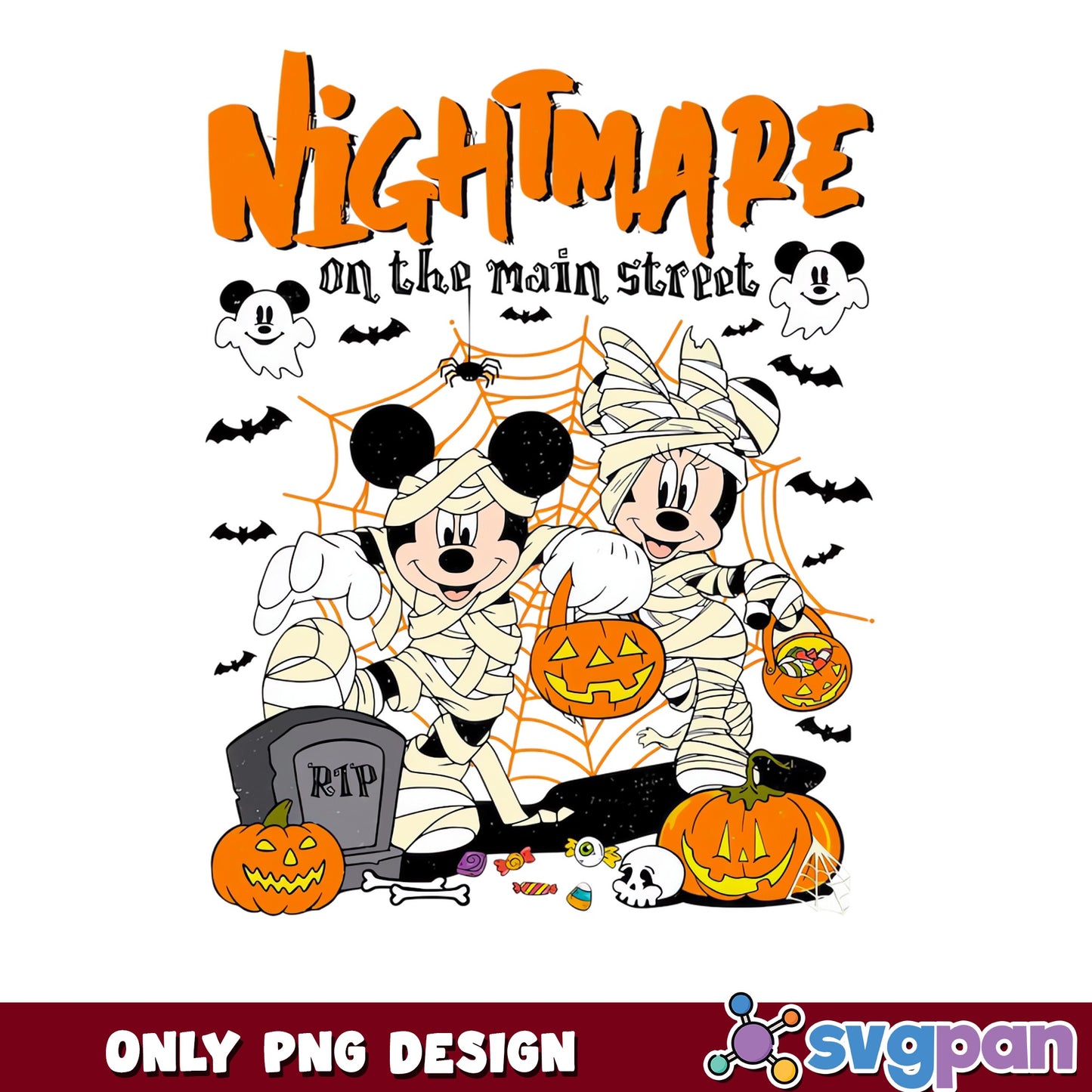 Mickey Minnie Mummy Nightmare On Main Street Halloween PNG, Disney