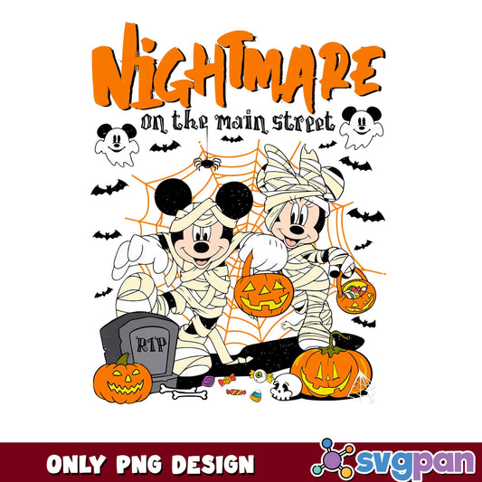 Mickey Minnie Mummy Nightmare On Main Street Halloween PNG, Disney