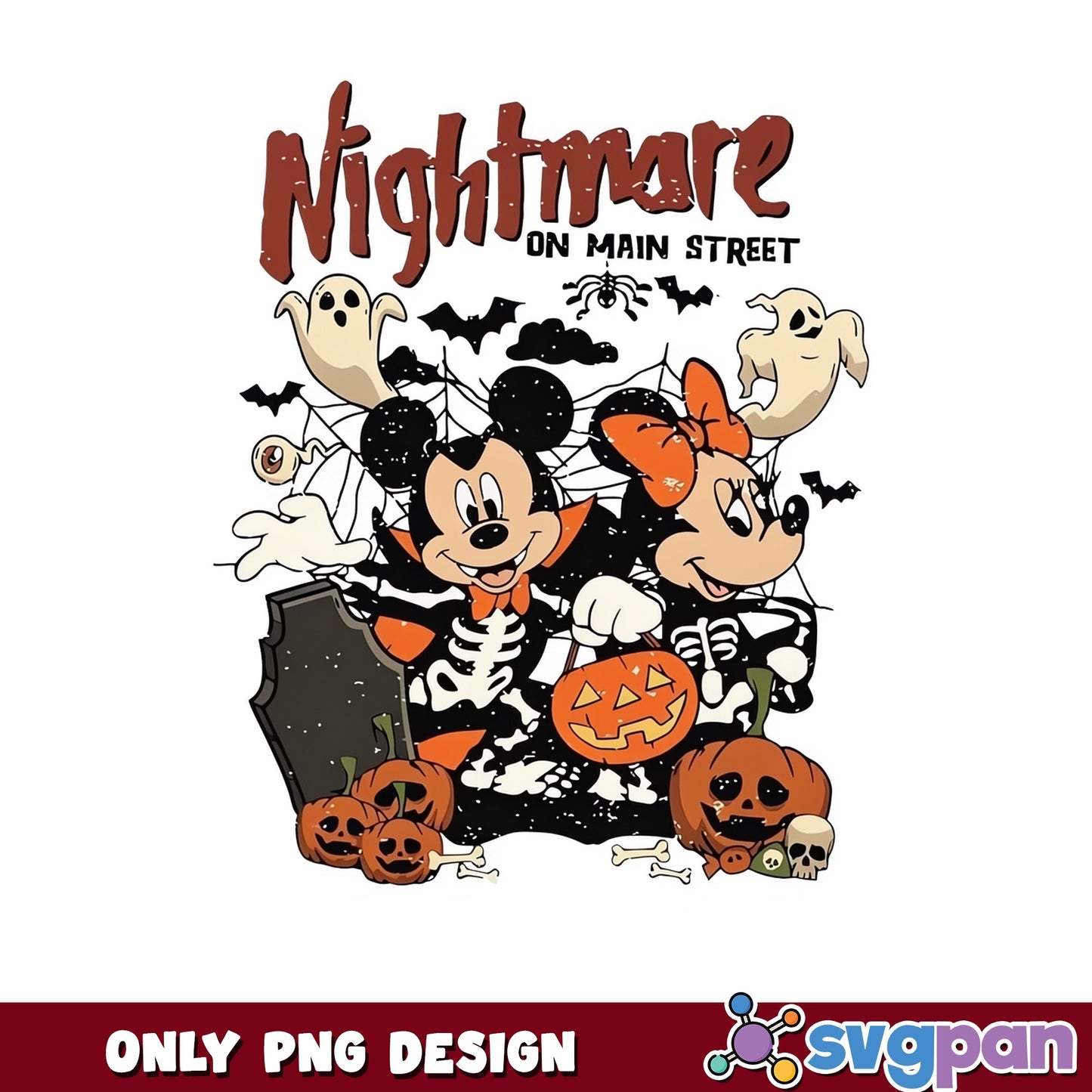 Mickey Minnie Nightmare On Main Street PNG, Disney Halloween PNG