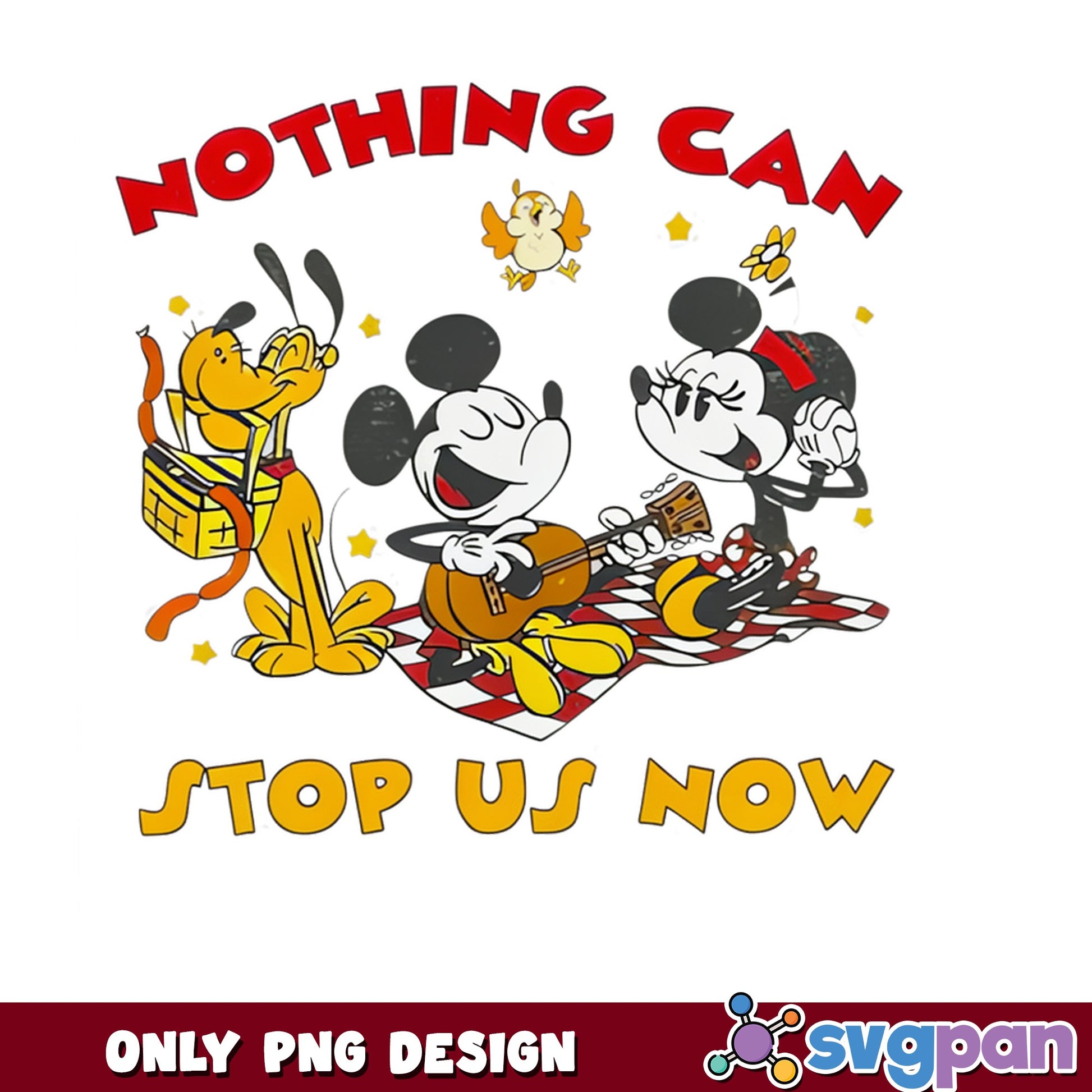 Mickey Minnie Pluto Nothing Can Stop Us Now, Disney PNG, Retro PNG