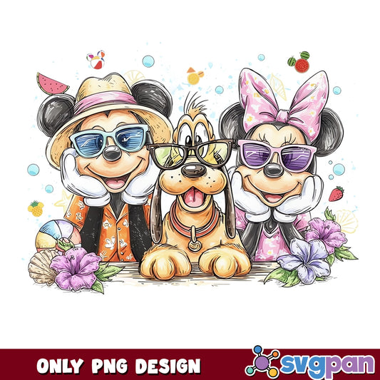 Mickey Minnie Pluto Summer Beach PNG, Disney Summer PNG, Vacation PNG