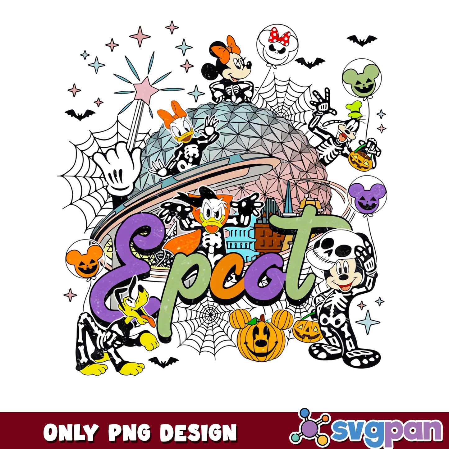 Mickey Minnie Skeleton Epcot Halloween Disney Park PNG, Spooky, PNG