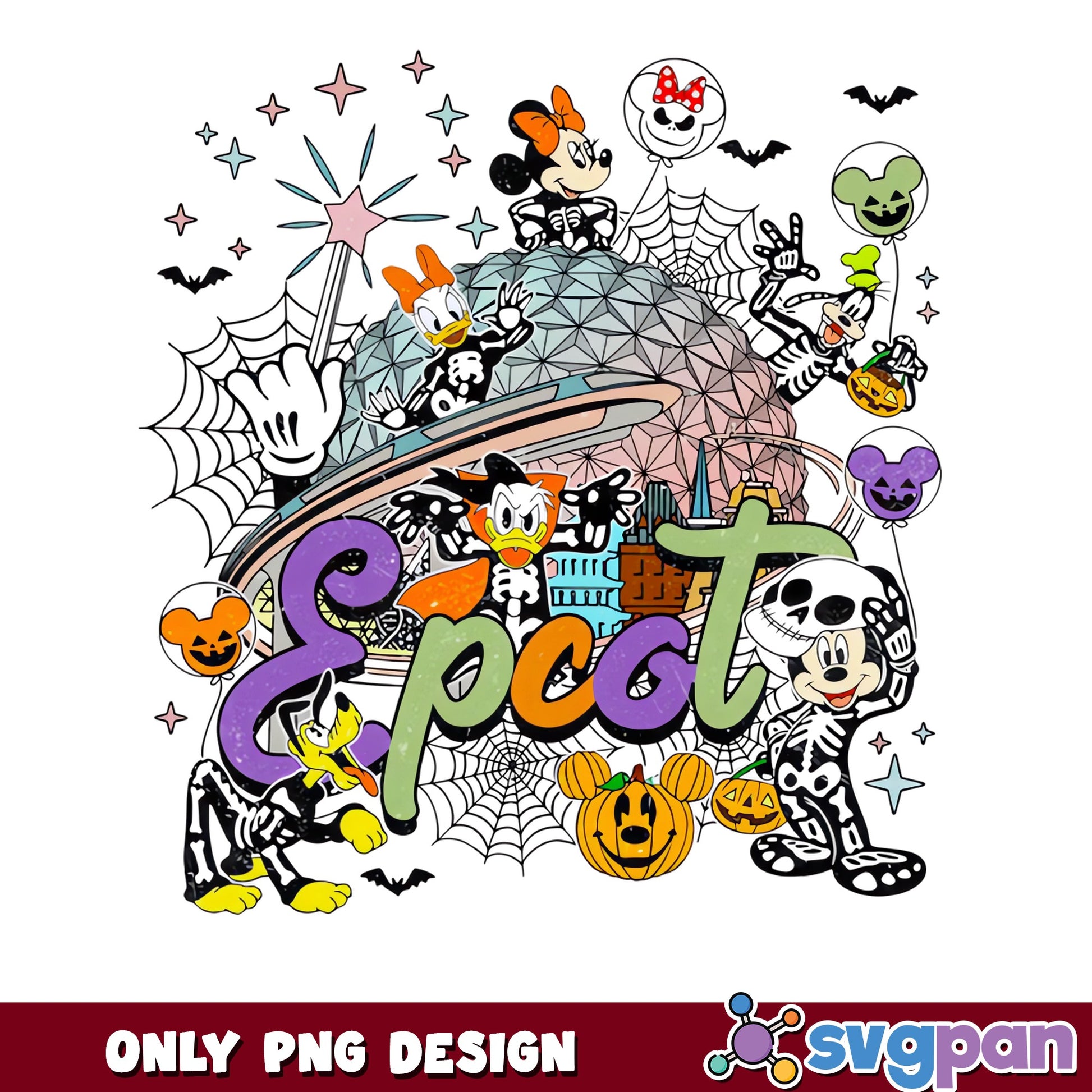 Mickey Minnie Skeleton Epcot Halloween Disney Park PNG, Spooky, PNG