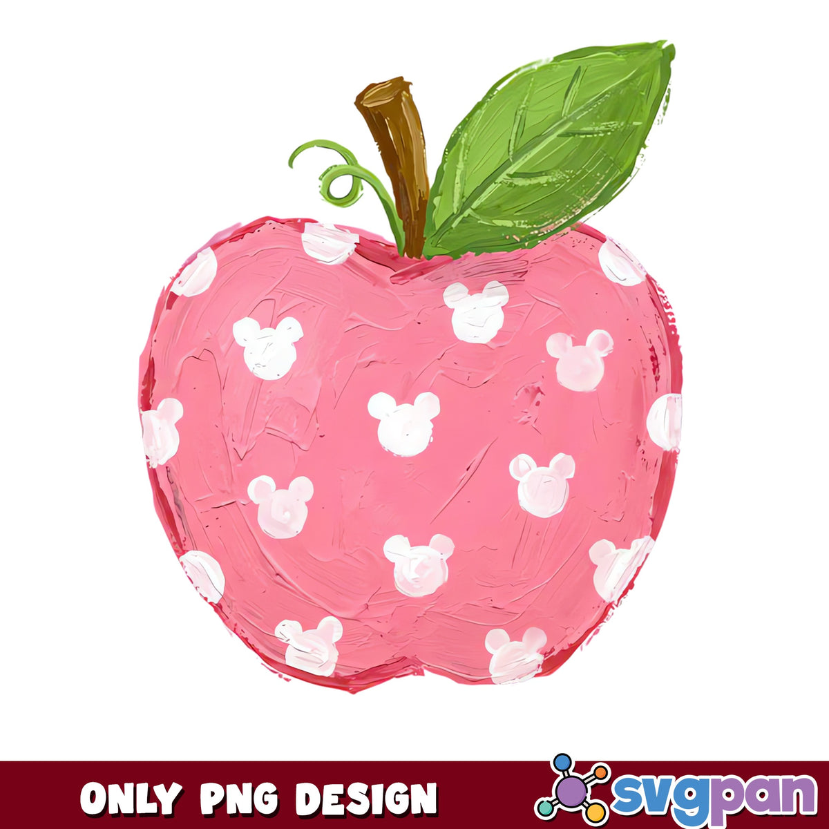 Mickey Mouse Apple PNG, Disney Pink Polka Dot Fruit, Sublimation PNG
