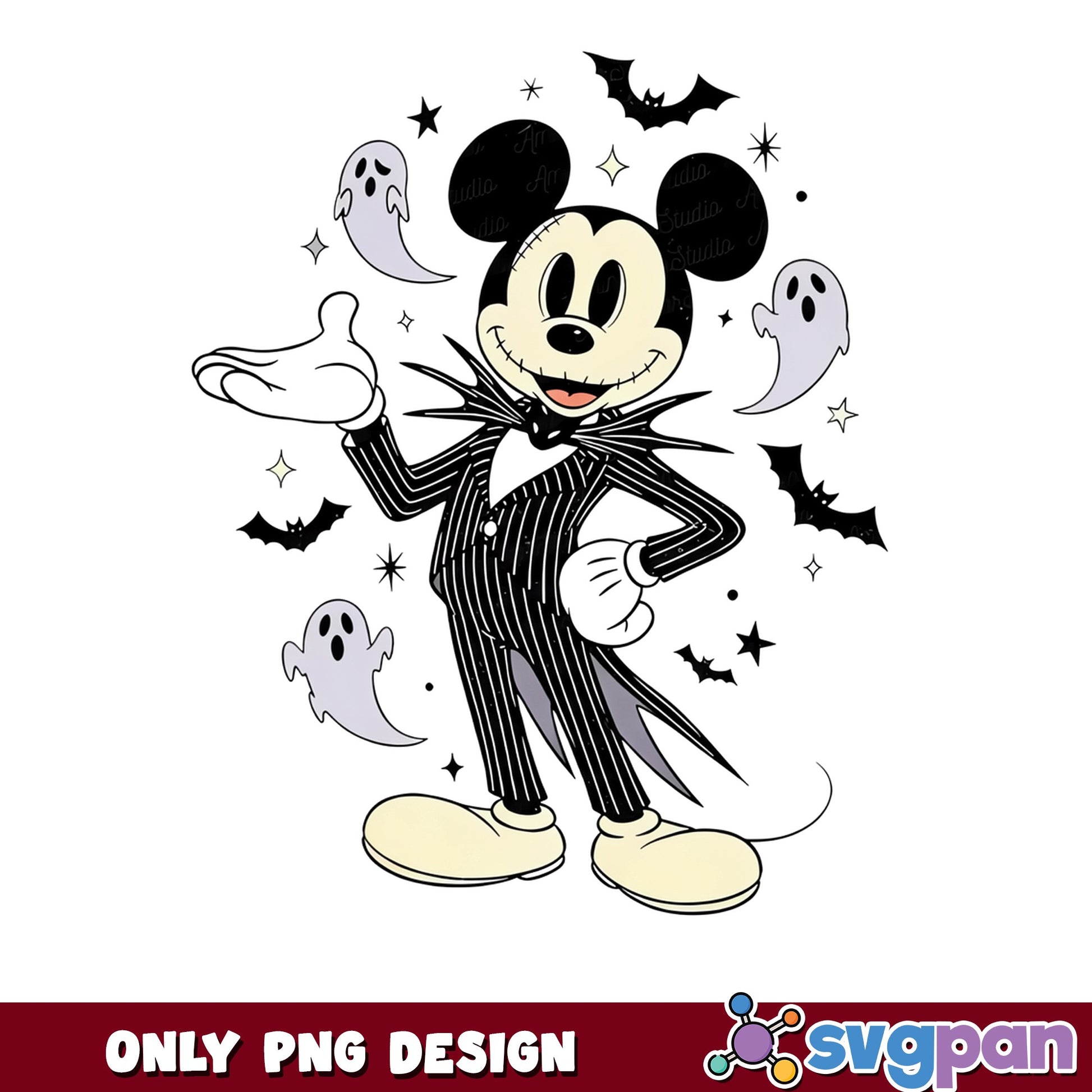 Mickey Mouse As Jack Skellington PNG, Halloween Disney PNG, Ghost Bat PNG