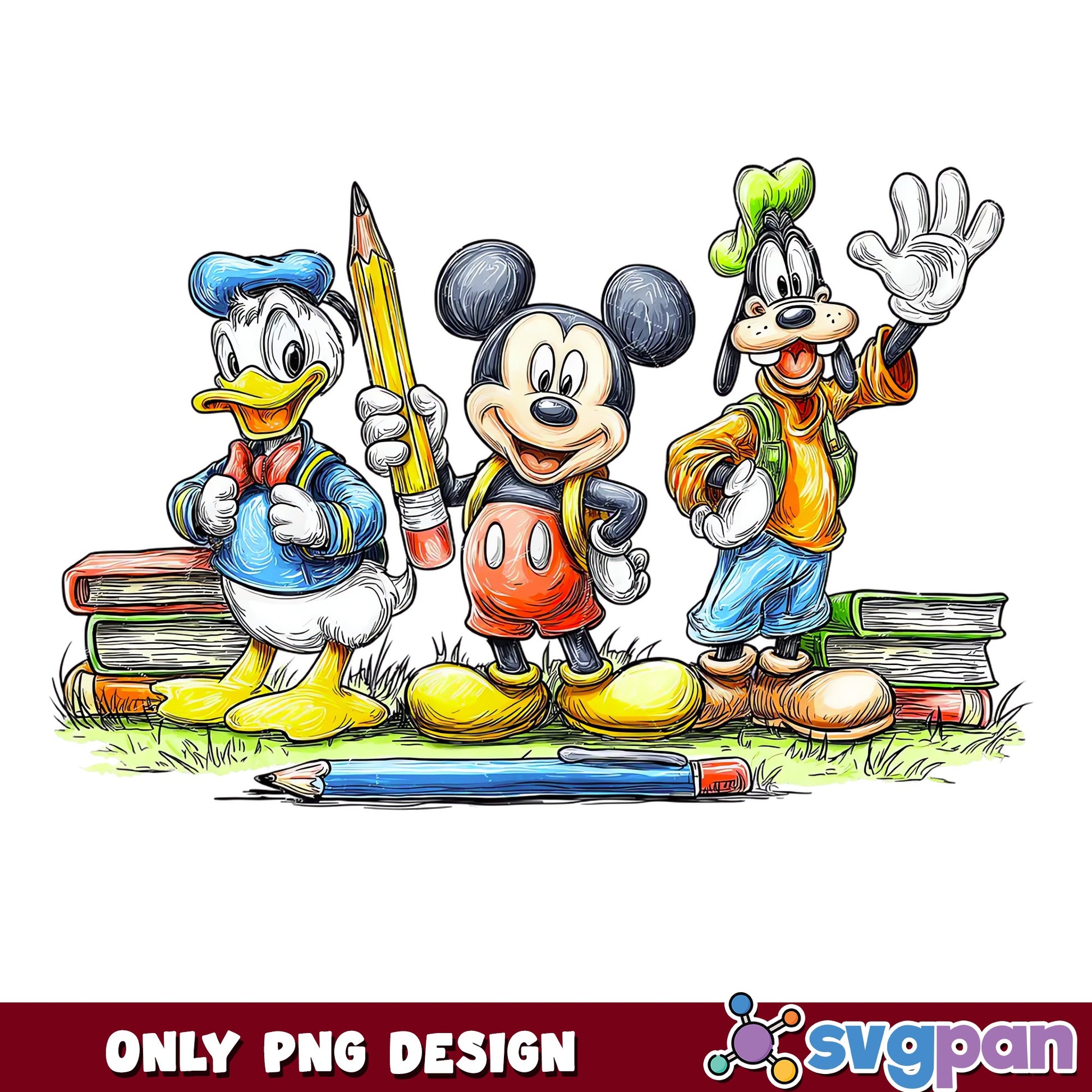Mickey Mouse Back To School PNG, Disney Friends PNG, Donald Duck Goofy PNG