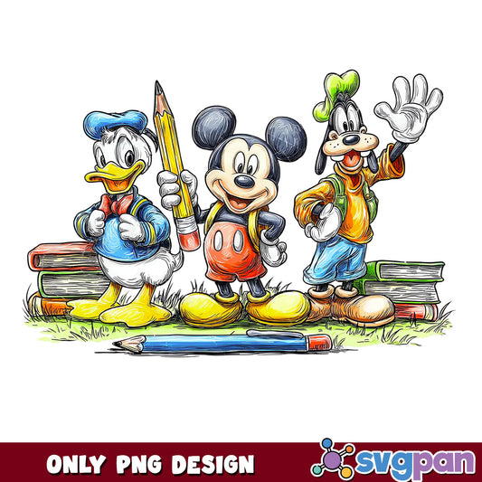 Mickey Mouse Back To School PNG, Disney Friends PNG, Donald Duck Goofy PNG