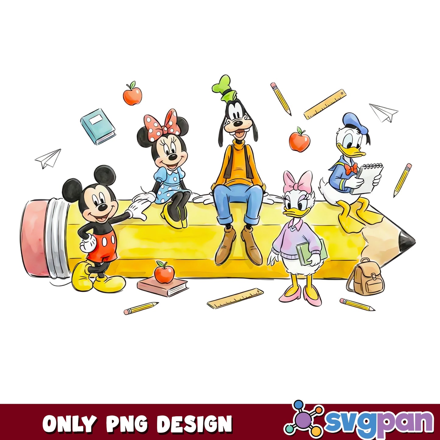 Mickey Mouse Back To School PNG, Disney Friends PNG, School PNG