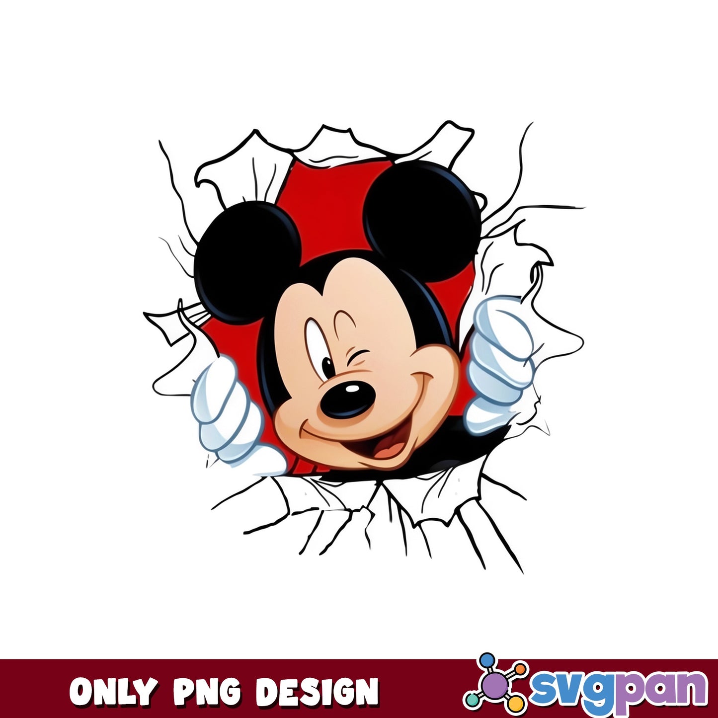 Mickey Mouse Breaking Wall PNG, Disney Mickey PNG, Funny Mickey PNG